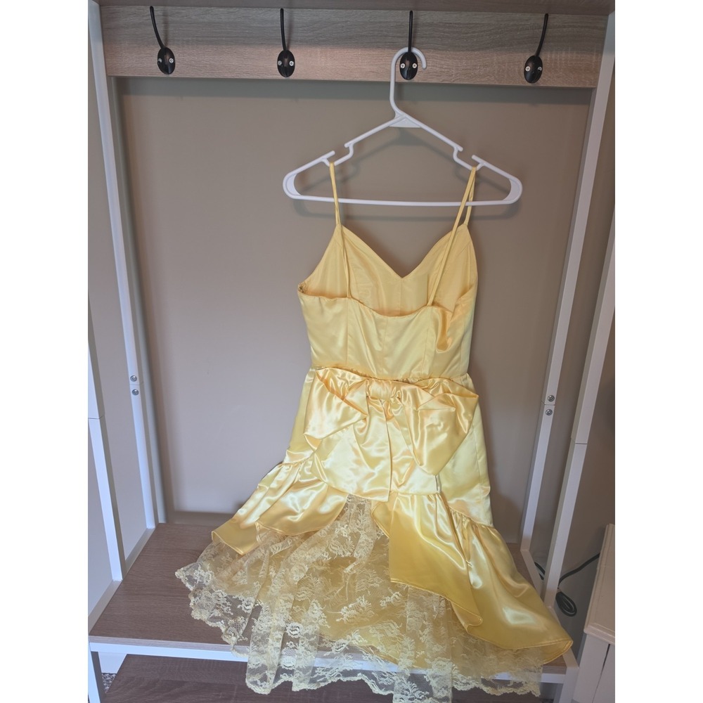 Vintage An Original by Hazel Hammer 80's Prom Satin & Lace Yellow Dress- S - Picture 6 of 12